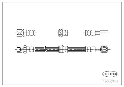шланг тормозной передний! L=420 Opel Vectra 1.6-2.0TD 95-03 19032169 CORTECO
