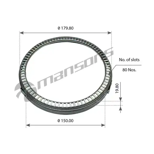 кольцо ступицы! металл зубчатое ABS D150xD179,8x19mm Z=80Nos BPW 300.338 MANSONS
