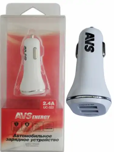 зарядное устройство автомобильное!usb порта 2,4а A78020S AVS