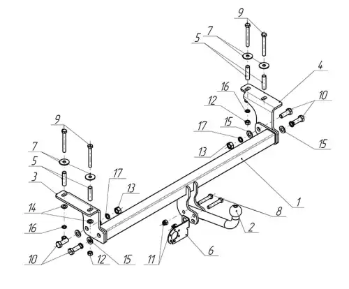 Фаркоп AVTOS NS13 условно-съемный 1200 кг./ 75 кг.