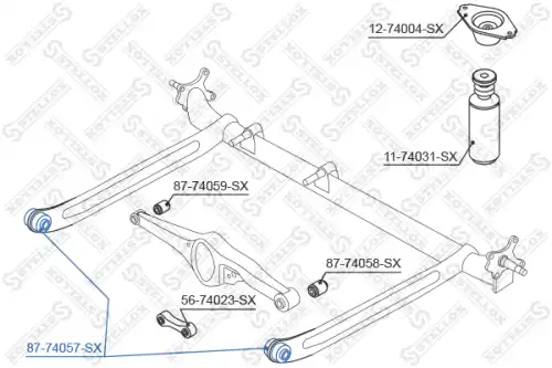 сайлентблок зад. балки! Nissan Almera/Tino N16/V10M 00> 87-74057-SX STELLOX