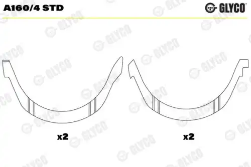 вкладыши AS к-кт! STD (4) Citroen Jumper/C15, Peugeot 306 1.9D 96> A160/4 STD GLYCO