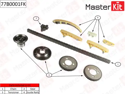 к-кт цепи ГРМ! Ford Transit 2.4D 00-06 77B0001FK MASTERKIT