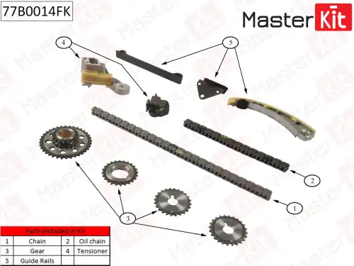 к-кт цепи ГРМ! Suzuki Grand Vitara 2.0 5DR J20A 98-05 77B0014FK MASTERKIT