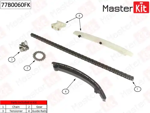 к-кт цепи ГРМ! Opel Astra J/Corsa D/E 1.2-1.4 09> 77B0060FK MASTERKIT