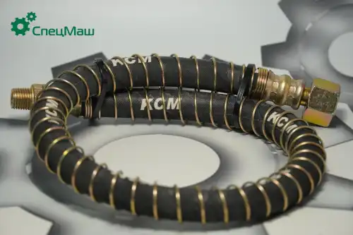 шланг тормозной к тормозным камерам!в метал. оплетке, L=600мм, гайка 24, штуцер 14 МАЗ 6422-3506094 СПЕЦМАШ