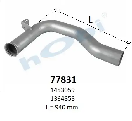 Труба глушителя DAF промежуточная 1453059/1364858/77831 HOBI
