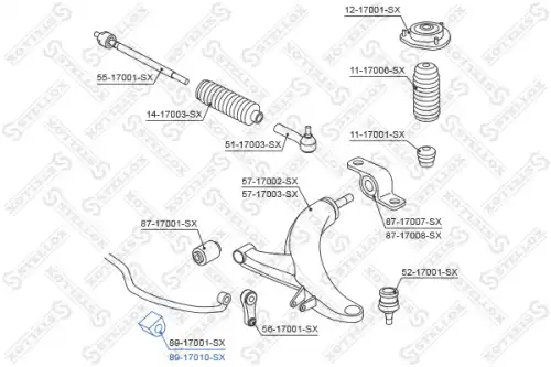 втулка стабилизатора переднего! d20 Subaru Legacy B11 94-98 89-17010-SX STELLOX
