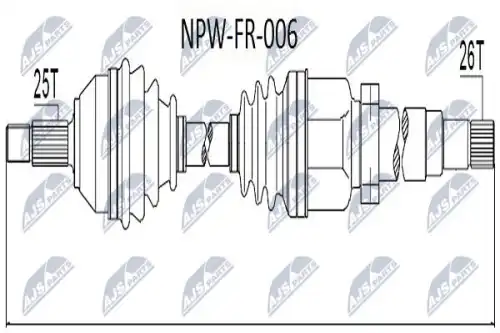Вал приводной в сборе NTY NPW-FR-006
