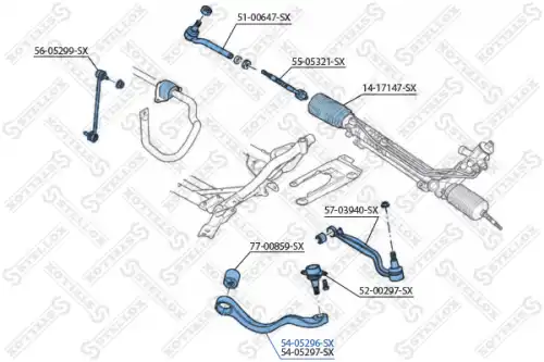 Рычаг подвески STELLOX 54-05296-SX слева передний верхний Land Rover Range Rover 4.2/4.4/3.0TD 02>