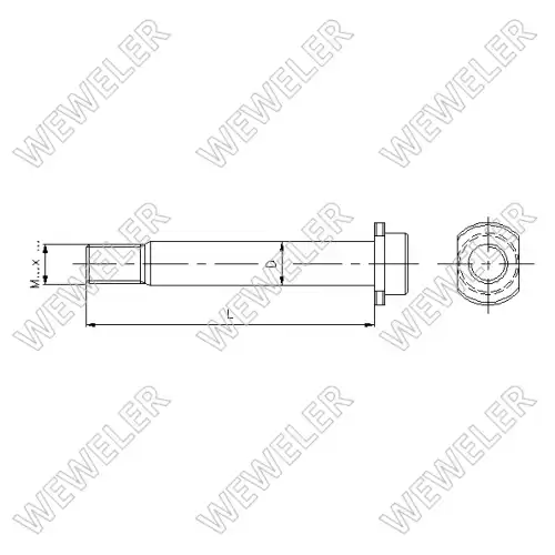 болт рессоры !M27x2x186 головка круглая с юбкой SCHMITZ C401227G WEWELER