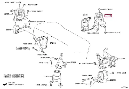 Подушка крепления двигателя TOYOTA / LEXUS 12371-36220