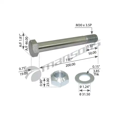 болт рессоры! M30x3.5x200 SAF, ROR 300.030 MANSONS