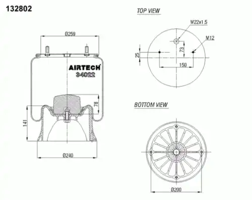Пневмоподушка AIRTECH 34022KPP