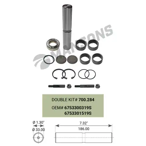 р/к шкворня! на ось(2шкв.,8подш.,4крыш.,4пал.,2гайки,6упл.колец,4стоп.,2сал.) MB 809/814 700784 MANSONS