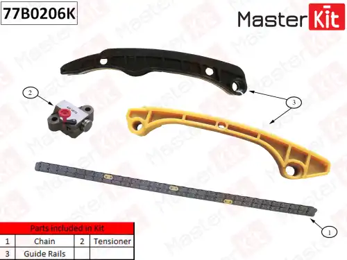 к-кт цепи ГРМ! Mitsubishi Lancer 07> 77B0206K MASTERKIT