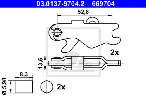 распорный замок колодок! MB CL203/S203/W203/C203/CL203 03.0137-9704.2 ATE
