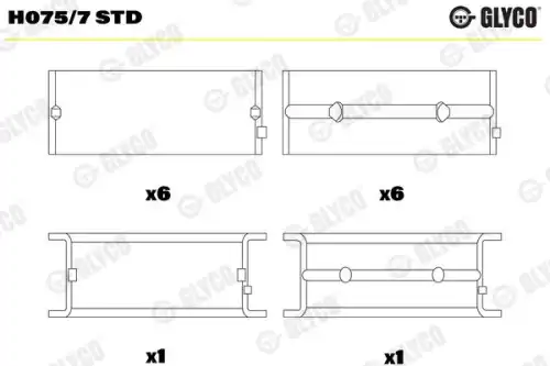 вкладыши коренные к-т !SPUTTER HL+PASS-L 1x MB AXOR/Omn CONECTO дв.OM457 Euro2/Euro3 H075/7 STD GLYCO
