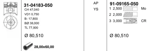 31-04183-050 ПОРШЕНЬ ДВС YENMAK