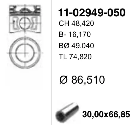 поршень! +0.50 Ford Transit 2.2 11> 11-02949-050 YENMAK