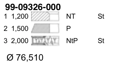 Кольца поршневые YENMAK 99-09326-000