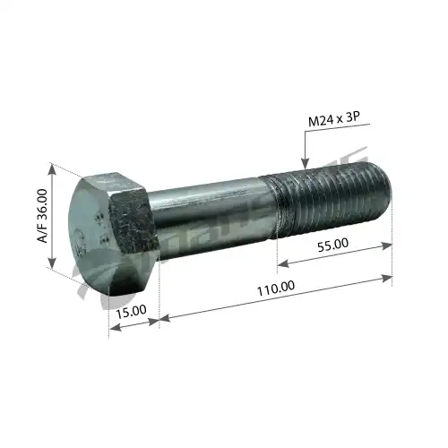 болт амортизатора! верхн.М24х3x110/55мм 8.8 BPW TRS4734A MANSONS