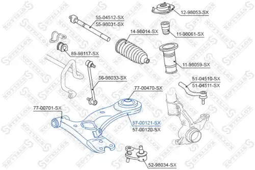 Рычаг подвески STELLOX 57-00121-SX слева Toyota RAV 4 II/III all 00>