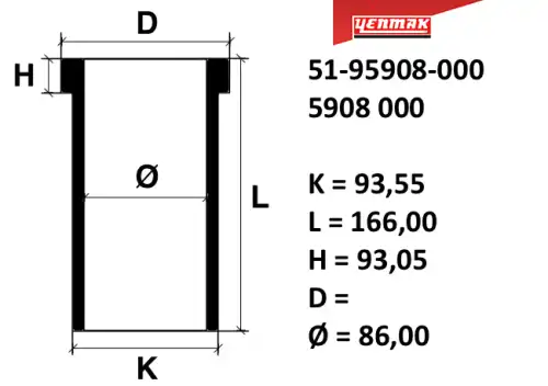 гильза! d86 Renault R21/R25/Espace/Safrane 2.1TD 81> 51-95908-000 YENMAK