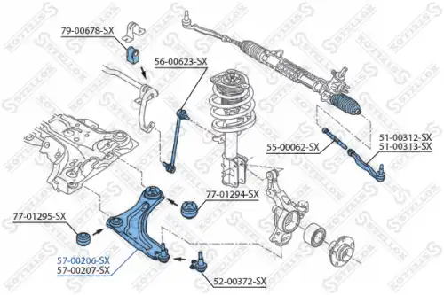 Рычаг подвески STELLOX 57-00206-SX слева Renault Laguna III 07>