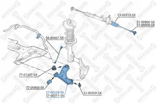 Рычаг подвески STELLOX 57-00210-SX слева Fiat Doblo 10>