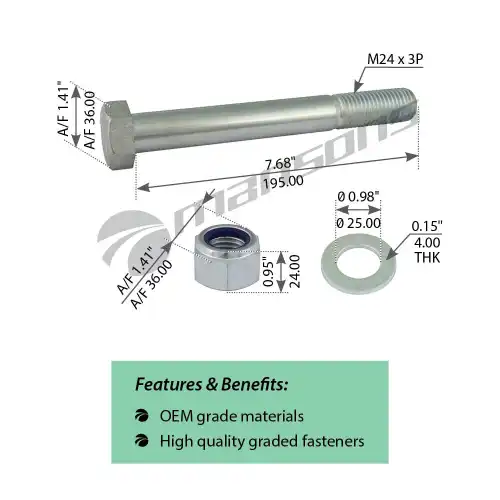 болт рессоры !М24x3x195/210 ROR,SAF TRS4733 MANSONS