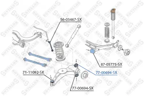 сайлентблок рычага плав.! Audi A3/TT, Seat Leon,VW Golf IV/ Bora 99> 77-00694-SX STELLOX