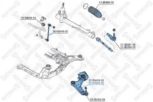 Рычаг подвески STELLOX 57-03620-SX справа Land Rover Freelander 3.2 06>