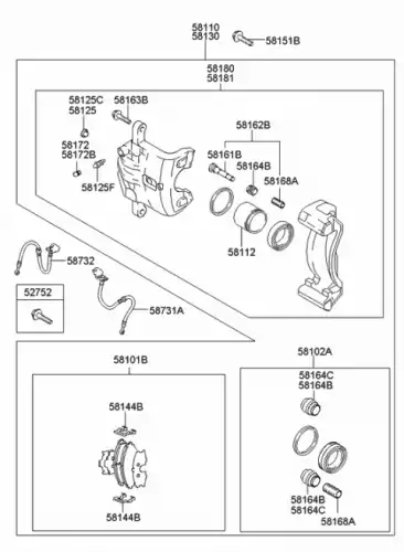 шланг тормозной передний лев.! L430 Hyundai Tucson 2.0/2.7/2.0 CRDi 04> 587312E000