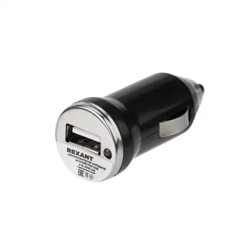 зарядное устройство! в прикуриватель USB, 5V, 1000mA, черное  16-0280 REXANT