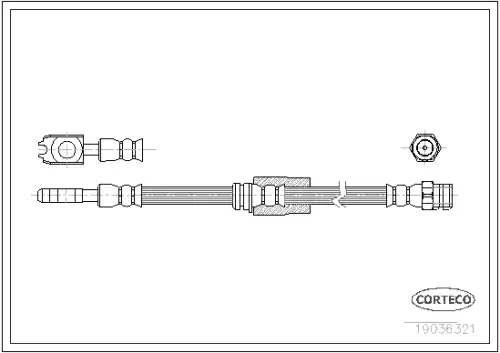 шланг торм. пер.! L=615 VW Passat 1.6/2.0/3.0FSi/1.9TDi/2.0TDi 05> 19036321 CORTECO