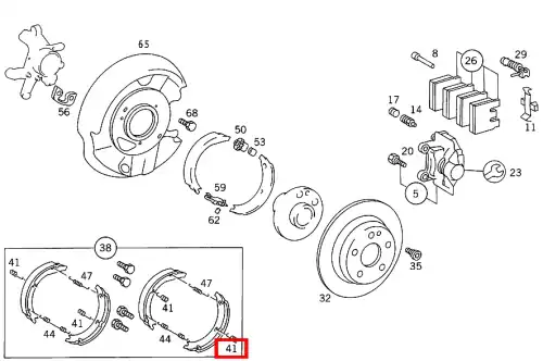 Пружины барабанных тормозных колодок MB 201 423 05 92