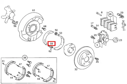 распорный замок колодок! MB CL203/S203/W203/C203/CL203 201 420 05 89