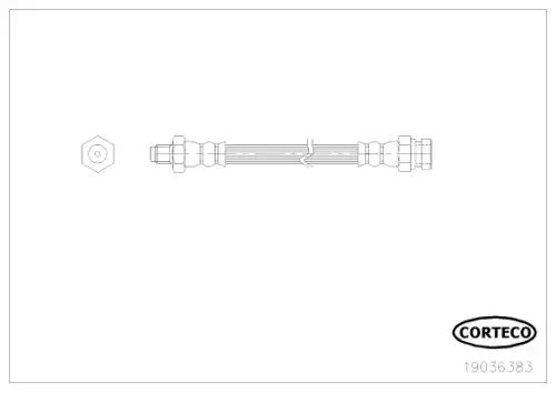 шланг тормозной задний! Citroen C-Crosser, Peugeot 4007 07> 19036383 CORTECO