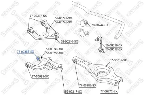сайлентблок задний заднего нижнего рычага! Nissan Pathfinder R51M <05 77-00388-SX STELLOX
