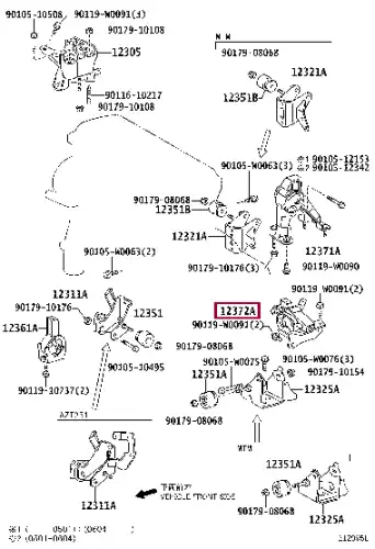 Подушка крепления двигателя TOYOTA / LEXUS 123720H050