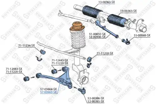 Рычаг подвески STELLOX 57-03663-SX справа Audi 80 all 91-96