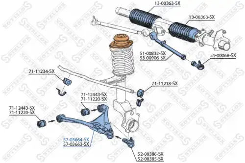 Рычаг подвески STELLOX 57-03664-SX слева Audi 80 all 91-96