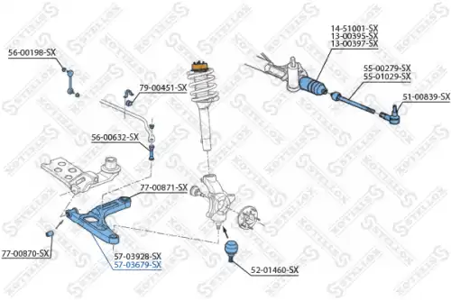 Рычаг подвески STELLOX 57-03679-SX справа нижний Ford Transit all 00>
