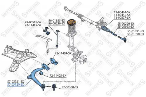 Рычаг подвески STELLOX 57-03720-SX справа Peugeot 406 all 96>