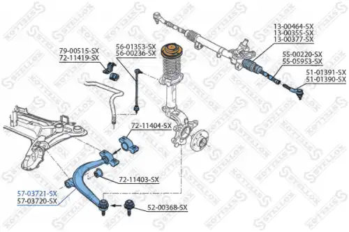 Рычаг подвески STELLOX 57-03721-SX слева Peugeot 406 all 95>