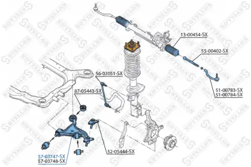 Рычаг подвески STELLOX 57-03747-SX слева Volvo XC90 all 03-08
