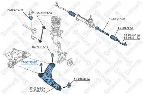 сайлентблок рычага передний! Renault Laguna/Vel Satis/Espace all 01> 77-00775-SX STELLOX