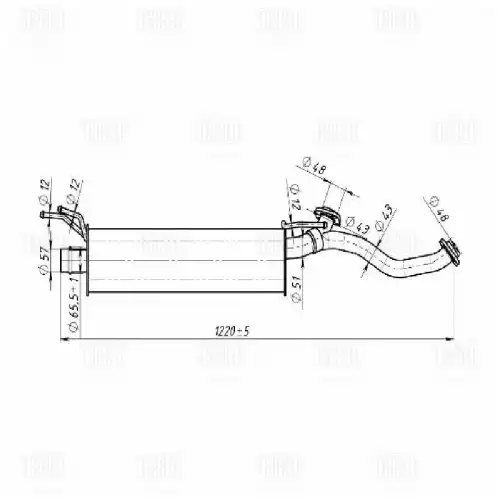 глушитель! средняя часть L1220 Toyota Land Cruiser 100, Lexus LX 4.7i V8 98-08 EAM 0347 TRIALLI