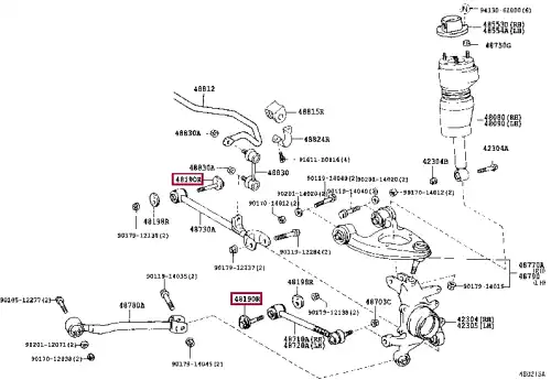 болт подвески регулировочный!Lexus LS 4.0i 94-00 48190-22030 TOYOTA / LEXUS